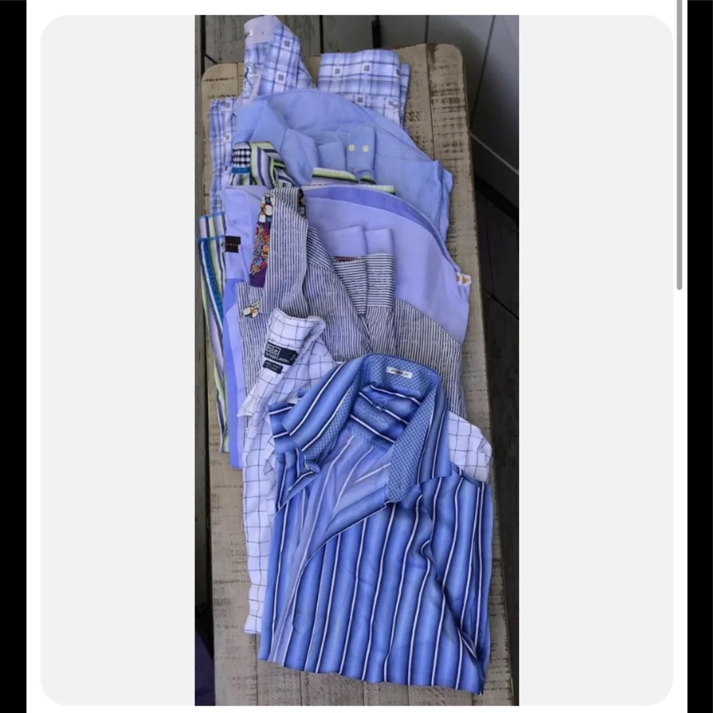 Lot 7 Mens Dress Shirts Designer David Danahue Bugatchi Arnold Zimber Xl 17